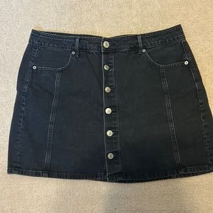 Black denim skirt